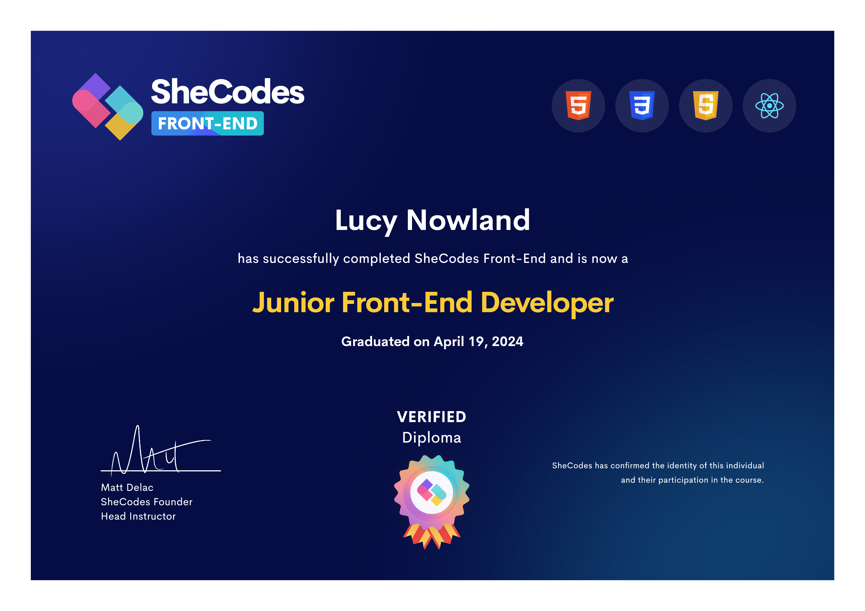 SheCodes Max Diploma